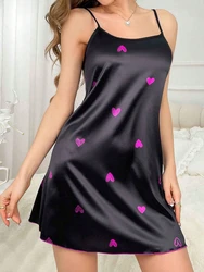Elegant Silk Satin Floral Nightgown - M (Black Rose)