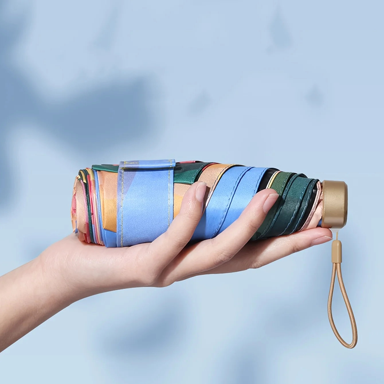 Mini Sun Umbrella Rose Oil Painting Small Pocket Rain Umbrella Folding UV Ultraviolet Protection Sun Shade Parasol 우산