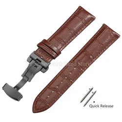 Premium Leather Quick Release Watch Strap - Universal Sizes - 24mm (Brown - Black)