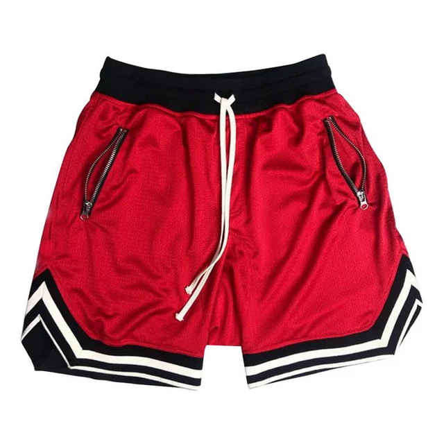 Men's Sports Basketball Shorts for Muscle Fitness Running Training Jogging Capris Breathable Quick Drying Zipper Pants 4