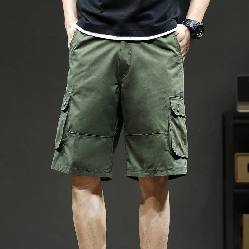 Men's Cotton Shorts Summer Beach High Quality Multi-pocket Overalls Outdoor Leisure Jogging Loose Large Size Joggers Knee Pants