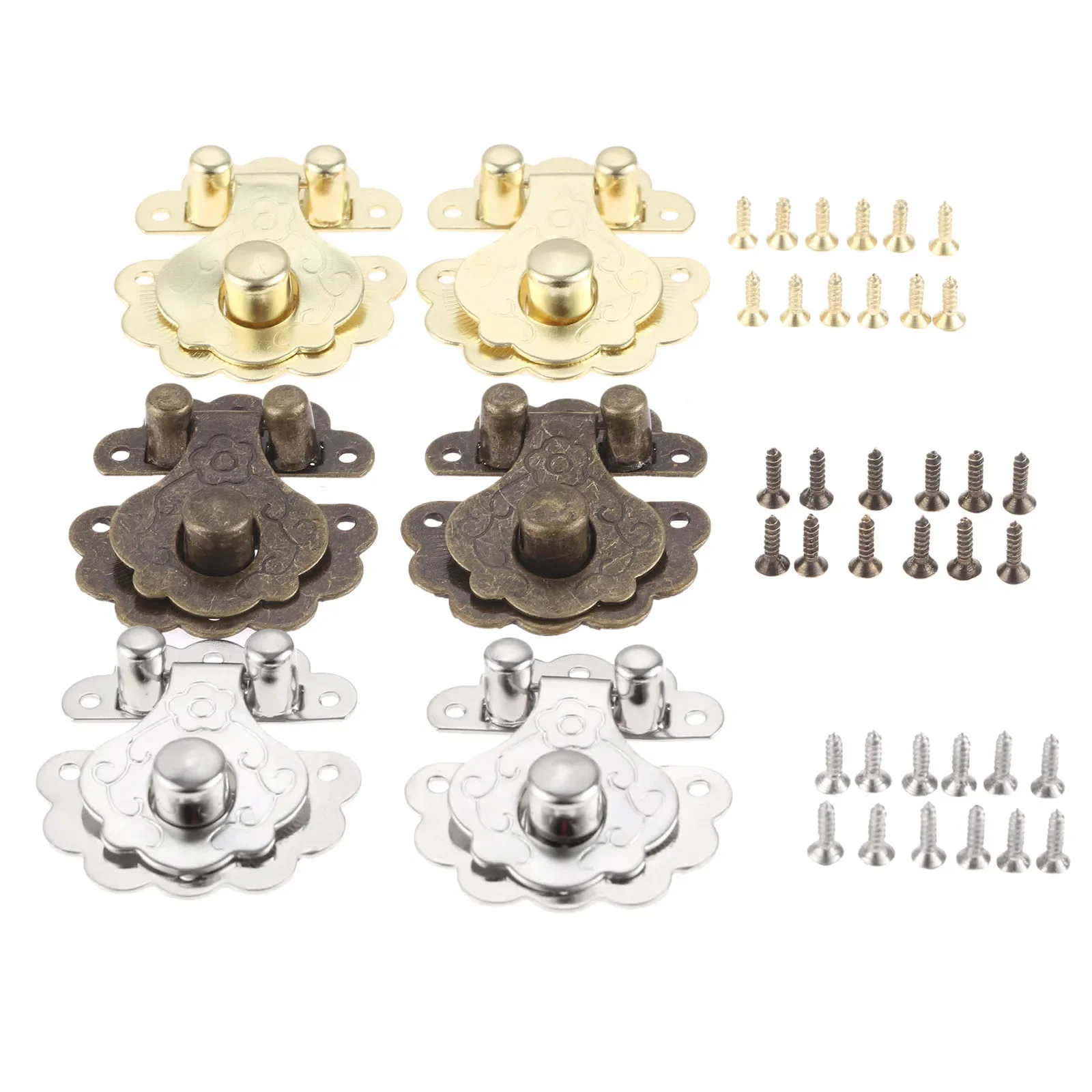 DRELD 2Pcs 40*36mm Antique Buckle Latch Hasp for Wooden Wine Box With Lock Buckle Antique Padlock Hardware Bronze/Silver/Gold