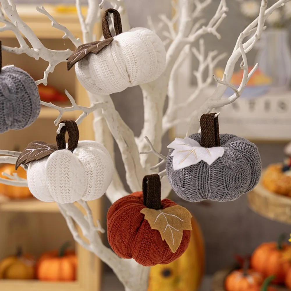 Faux Fall Decorative Crochet Pumpkins for Rustic Farmhouse Thanksgiving Harvest Halloween Table Centerpiece Mantel Kitchen Decor artificial pumpkin decoration
