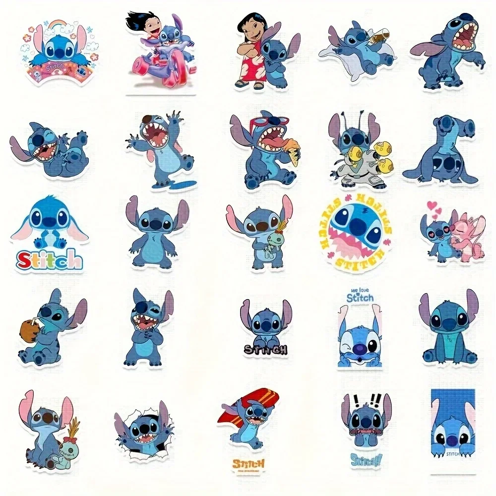 50pcs Disney Cute Stitch Stickers, Cartoon Decoration, Suitable for Laptops, Suitcases, Phones, and Water Bottles
