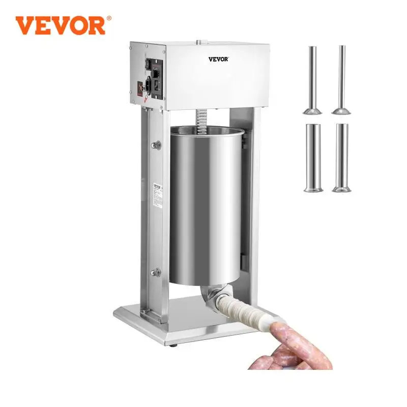 VEVOR Electric 10L/15L Sausage Stuffer Stainless Steel Making Sausage Machine Commercial Grade with 4 Filling Funnel for Home sausage stuffer