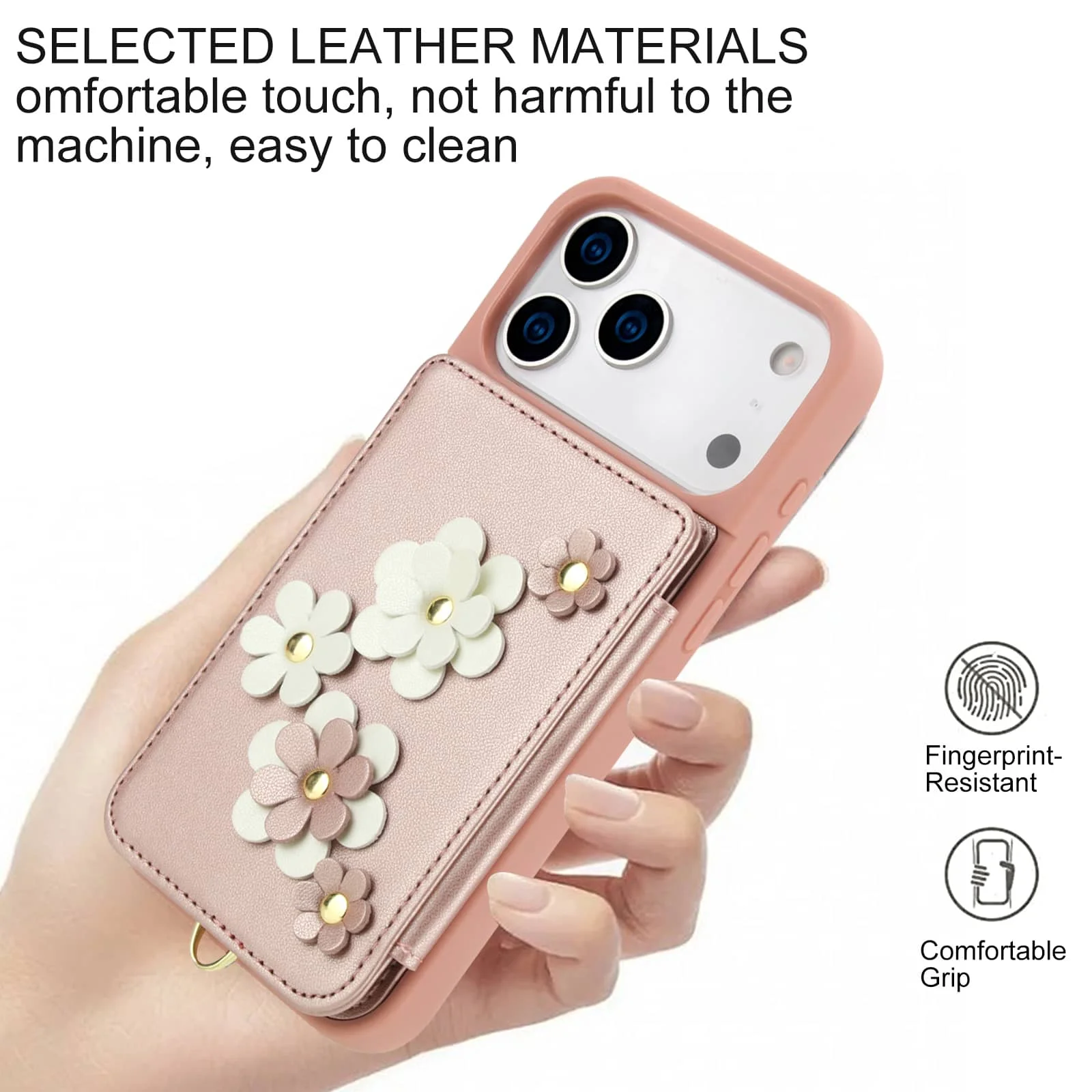 Stylish Flower Design Crossbody Wallet Case with Card Holder & Magnetic Kickstand - Shockproof Protection