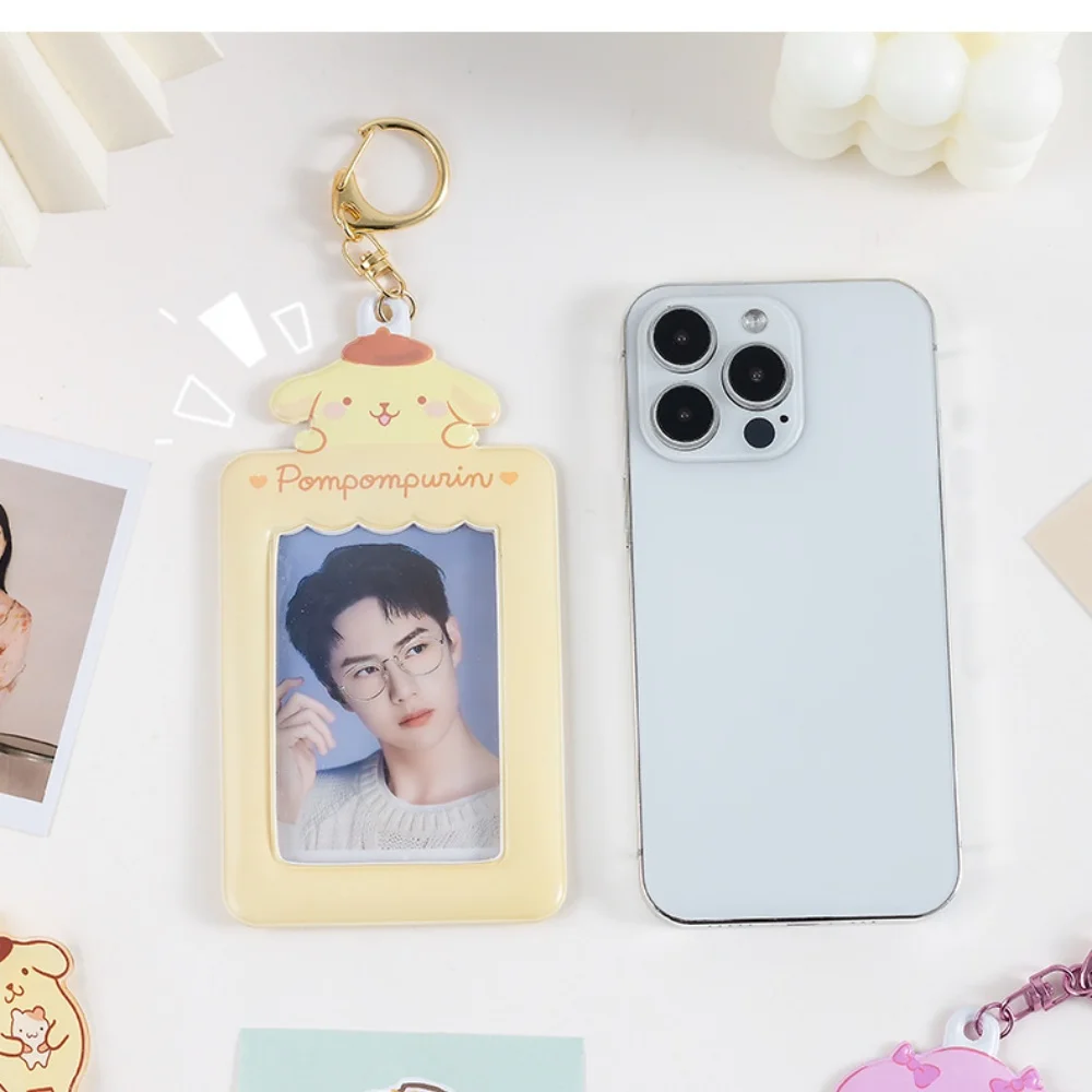 Kawaii Sanrio card holder Cartoon Kitty Cinnamoroll Melody Kuromi Bus Id Card Storage Keychain Decorative Toys Gift For Girls