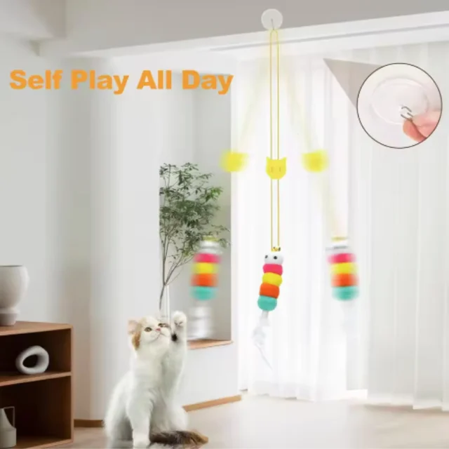 Interactive Elastic Funny Stick Toy with Feather Bell Long Rope for Kittens Hanging Swing Teasing Cat Pet Play Accessories 5