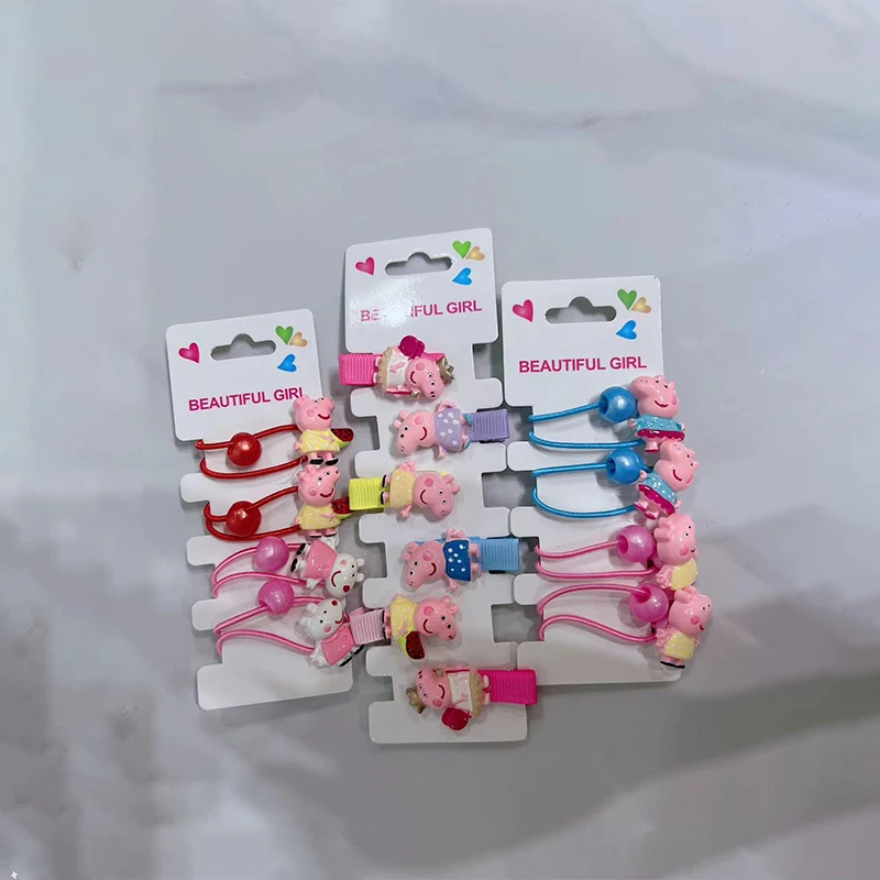 Peppa Pig Hairpins Hair Rope kids Kawaii Peppa Pig George Hairpins Hair Rope Bb Clip Girls Accessories Students Gifts hair accessories