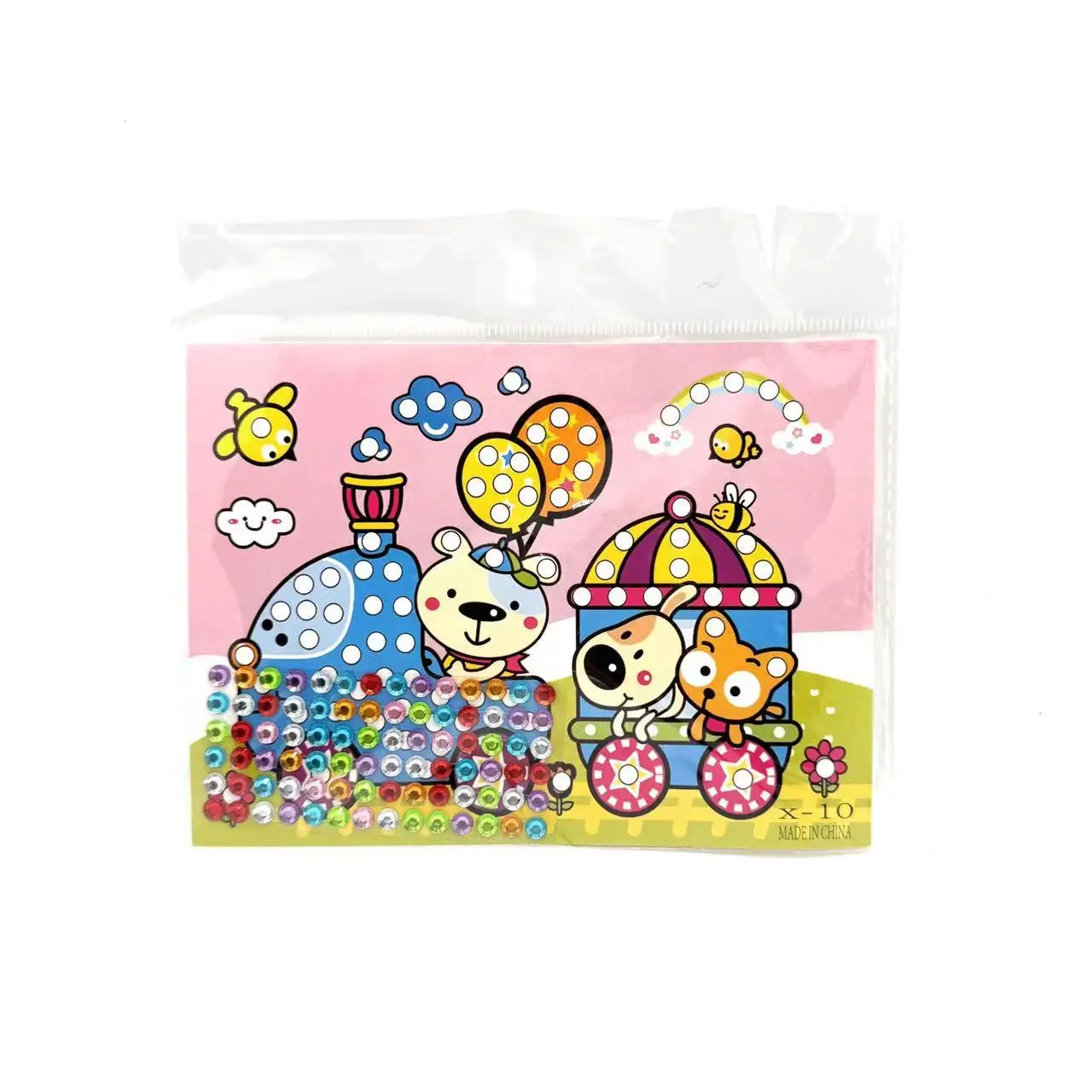 Sparkling Diamond Painting Kits for Kids DIY Full Drill Crystal Rhinestone Arts Crafts for Children Cartoon Animal Canvas Mosaic