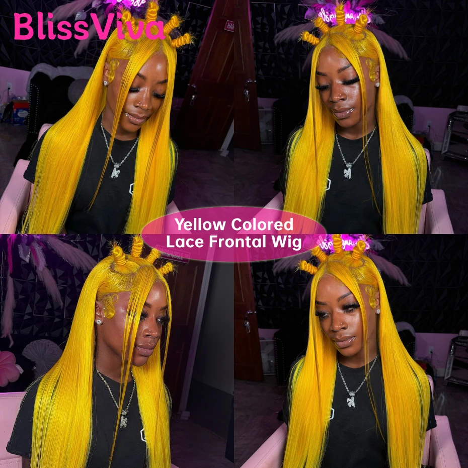 30 Inches Bone Straight Yellow 5x5 13x4 13x6 Lace Front Wig Human Hair 360 Lace Frontal Wig Honey Yellow Colored Human Hair Wigs
