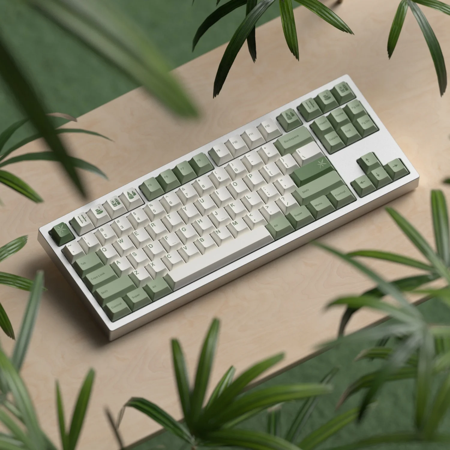 

145 Keys Bamboo Forest Theme Keycaps Cherry Profile Green White Keycap PBT Dye Sublimation Keyboard Keycap MX Switch 6.25U 7U