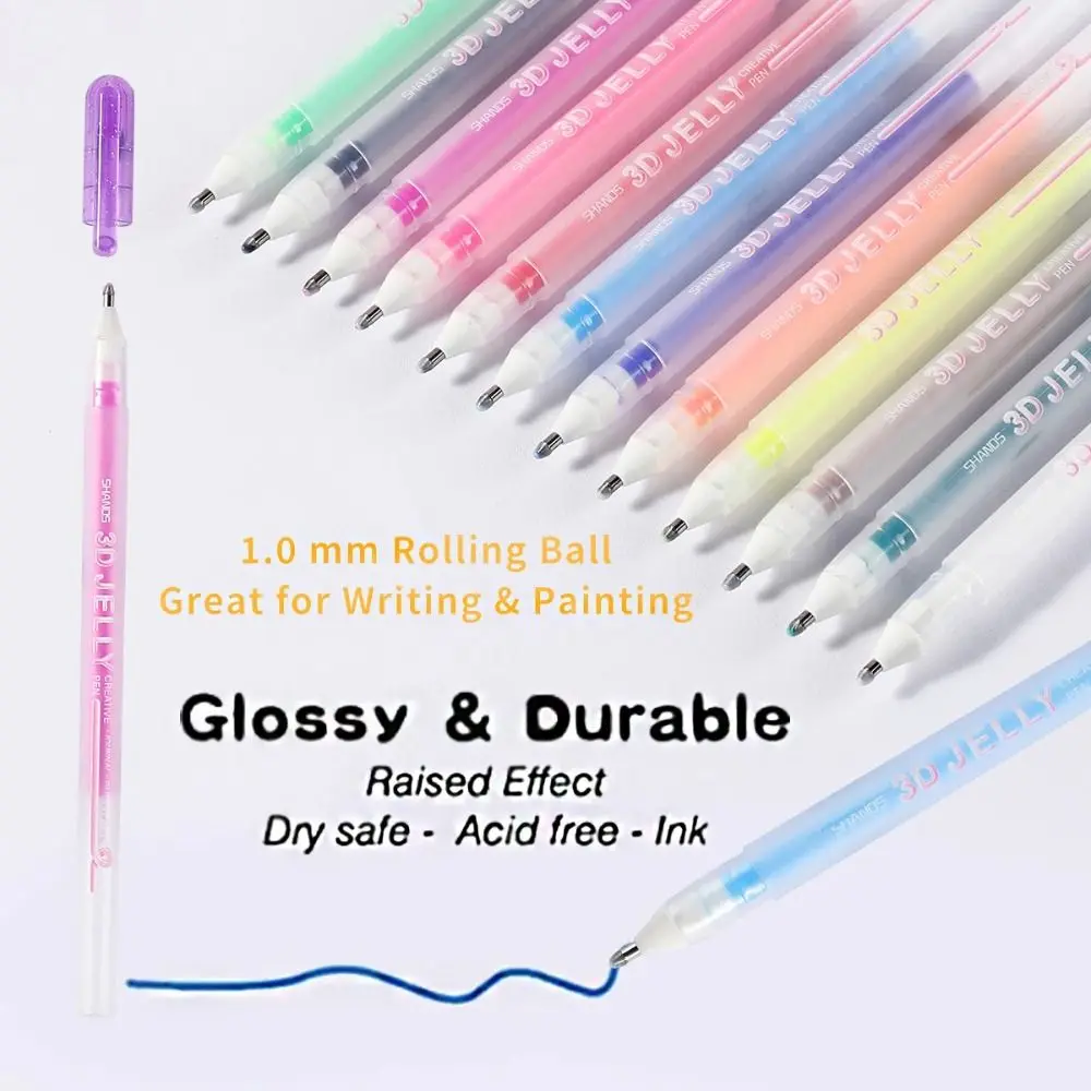 3D Stereo Pastel Pencil Cute Fluorescence Painting Gel Pen Creative Painting Bullet Diary Colored Pens Student 6 Pieces/Pack