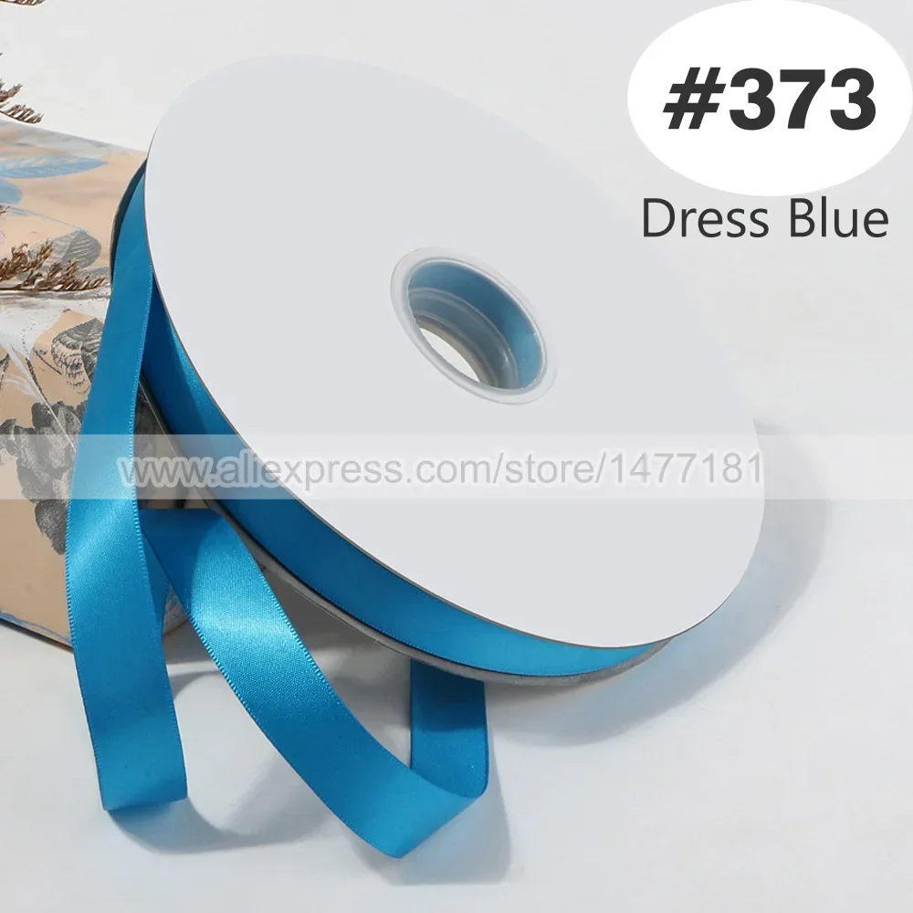 Blue Double Face Satin Ribbon – High-Density Polyester Fabric, Multiple Widths Available, 100 Yards