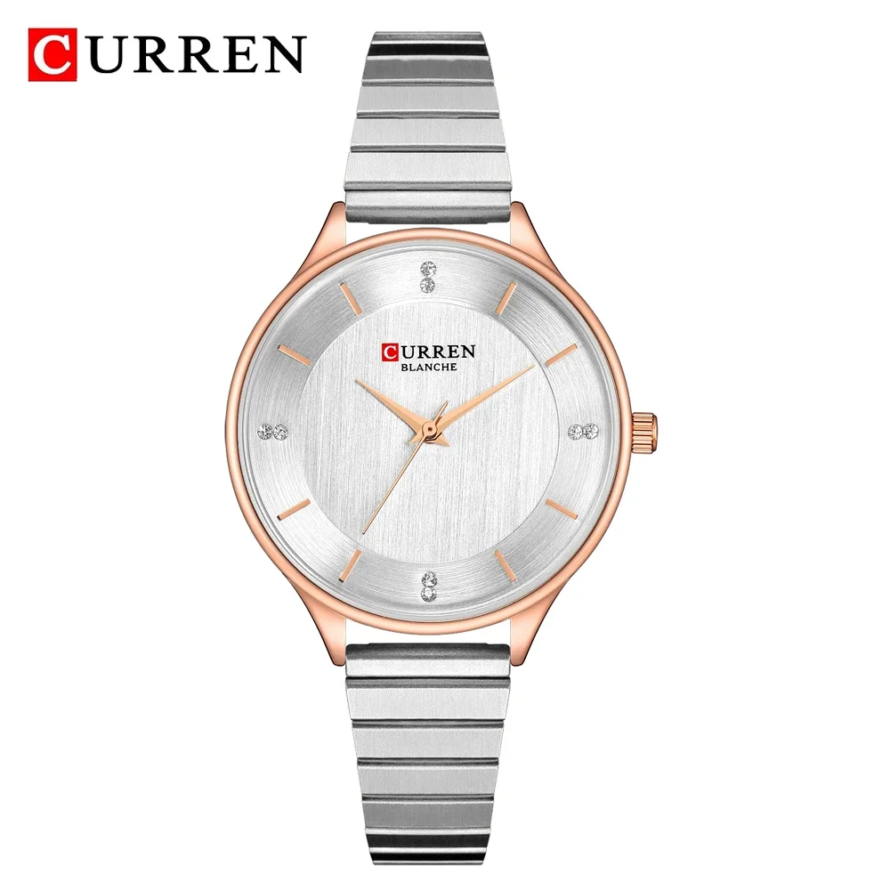 

CURREN 9041 Fashion Silver Analog Quartz Stainless Steel Wrist Watch Women Luxury Crystal Rhinestone Dress Women Clock