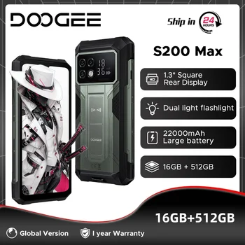 DOOGEE S200 Max Telefono robusto 36GB 512GB 22000mAh Batteria 66W Torcia doppia luce 1.32 "Display posteriore Telecamera 108MP Android 15
