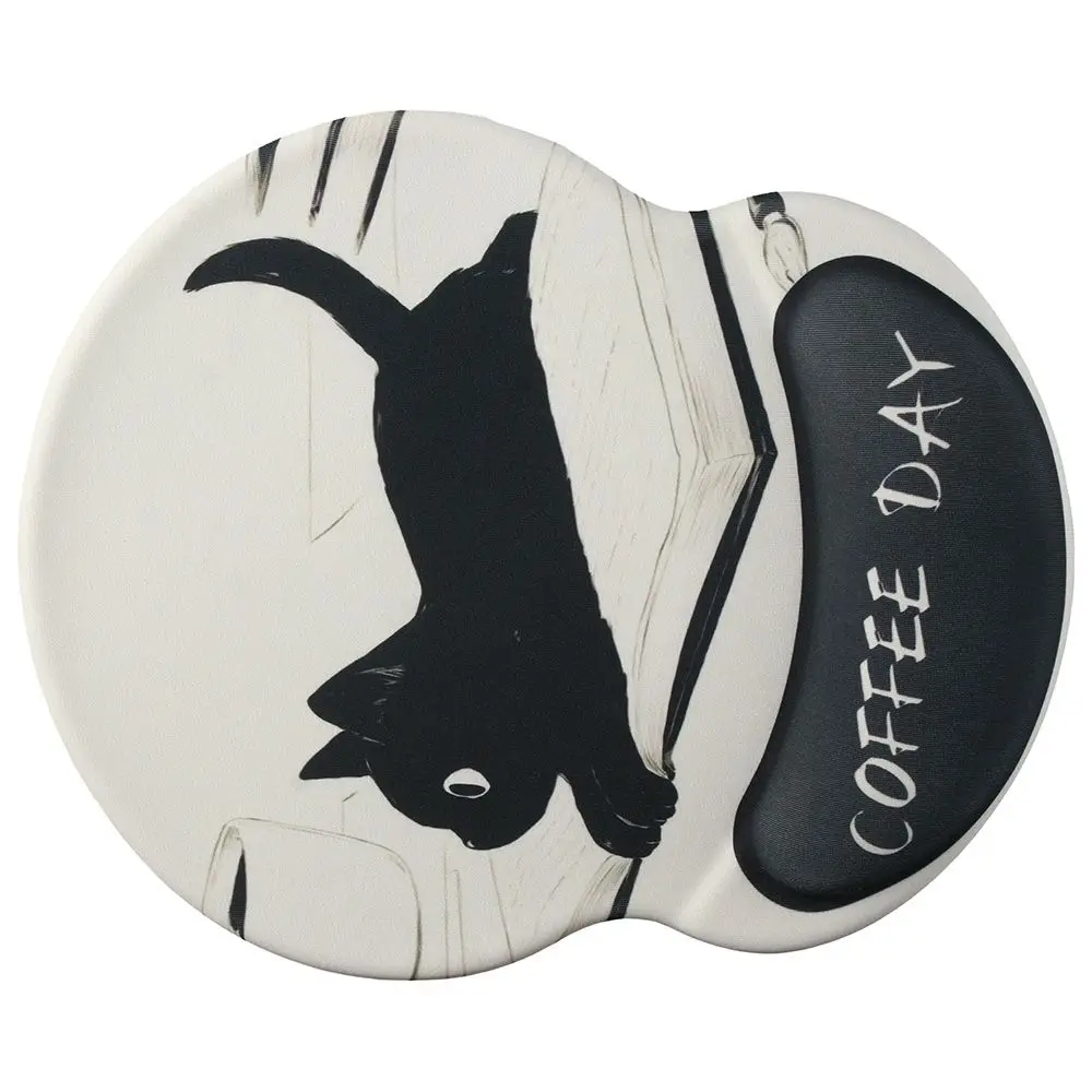 Cute Cat Ergonomic Mouse Pad Black Gel Non-Slip Wrist Rest Pad with Wrist Rest Support, Typing and Pain Relief for Home Office
