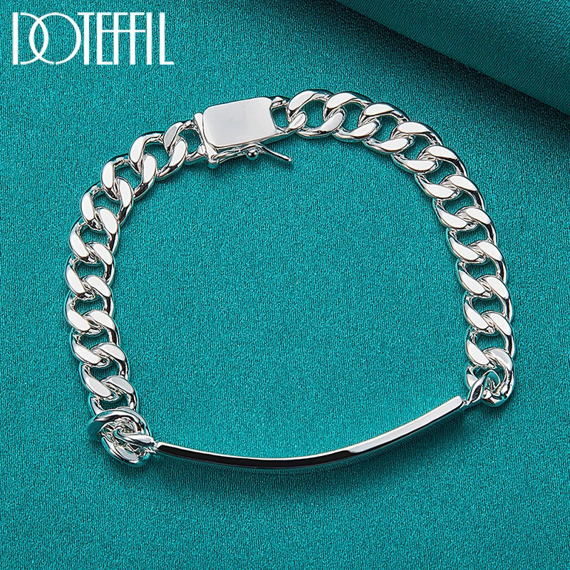 DOTEFFIL 925 Sterling Silver 8mm Smooth Sideways Bracelet For Men Woman Charm Wedding Engagement Party Fashion Jewelry