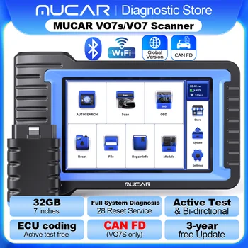 MUCAR VO7/VO7S 자동차 진단 도구 양방향 ECU 코딩 Obd2 스캐너 전체 시스템 진단 28 재설정 서비스 자동 AutoAuth for FCA SGW