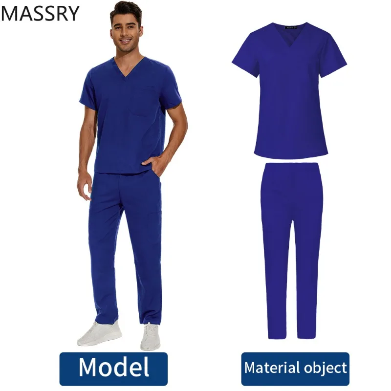 

V-neck Fashion Scrub Pharmacy Nurse Clothes Men's Scrubs Medical Uniform Lab Set Male Wholesale Clinic Hospital Doctor Overalls