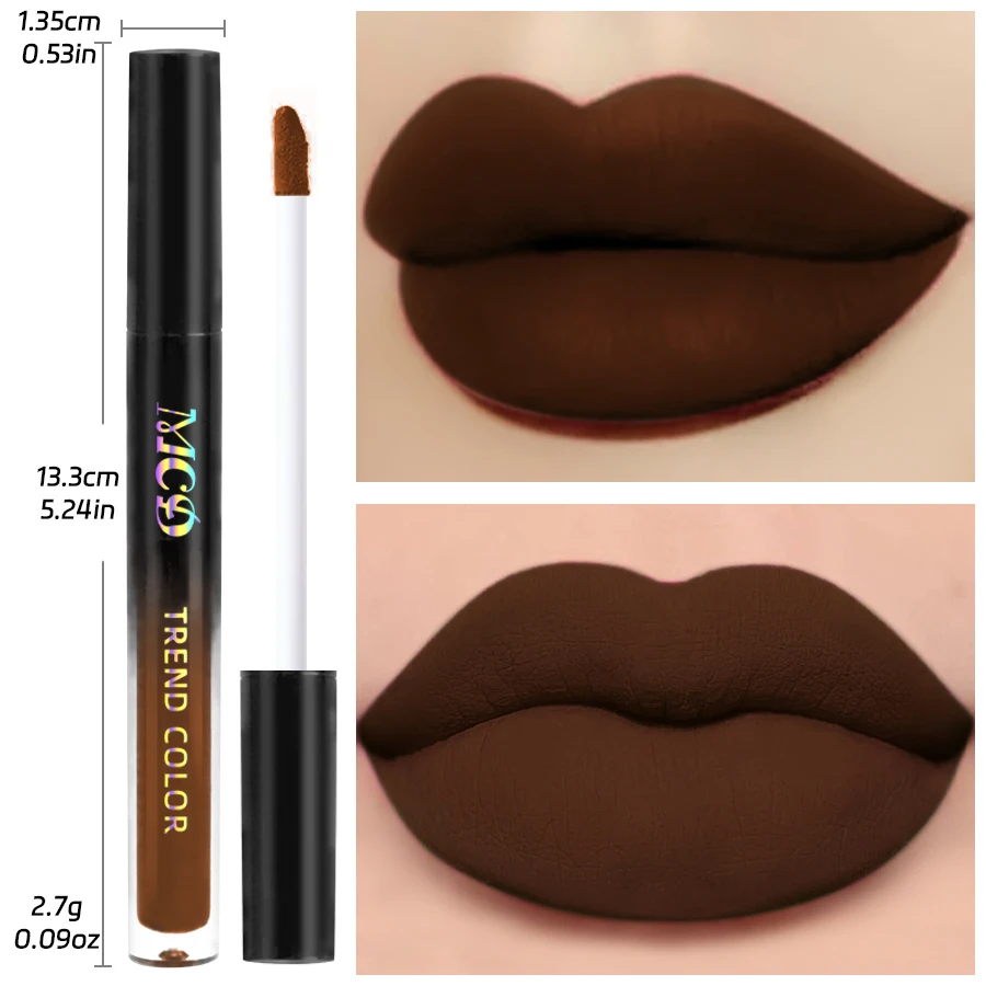 Richly Pigmented Matte Velvet Brown Lip Gloss - Non-Stick, Long Lasting, Velvety Smooth Finish - Hydrating Lip Glaze & Lip Mud M 3