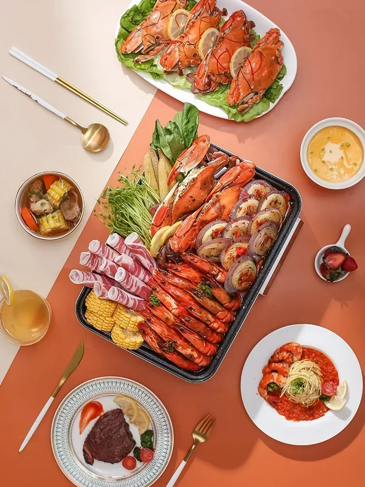 Electric Hot Pot Household Large-capacity Electric Steamer Multi-function Cooking Pot Barbecue All-in-one Electric Cooking Pot 4