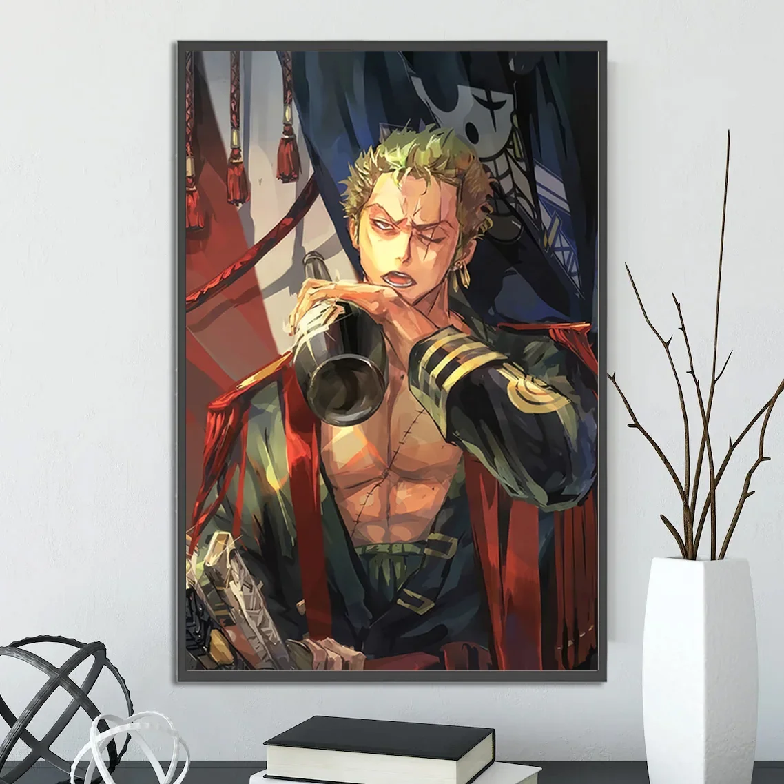 thumbnail image 1 of Póster autoadhesivo de One Piece Zoro Luffy, papel tapiz de dibujos animados para decoración del hogar, pintura impresa, arte de pared de anime, clásico, sangre caliente, 1 of 5