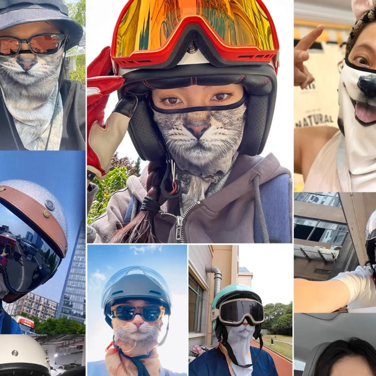 3D Animals Magic Scarf Bandana Breathable Neck Warmer Gaiter Hanging Ear Outdoor Sports Triangle Face Mask Neckerchief Summer