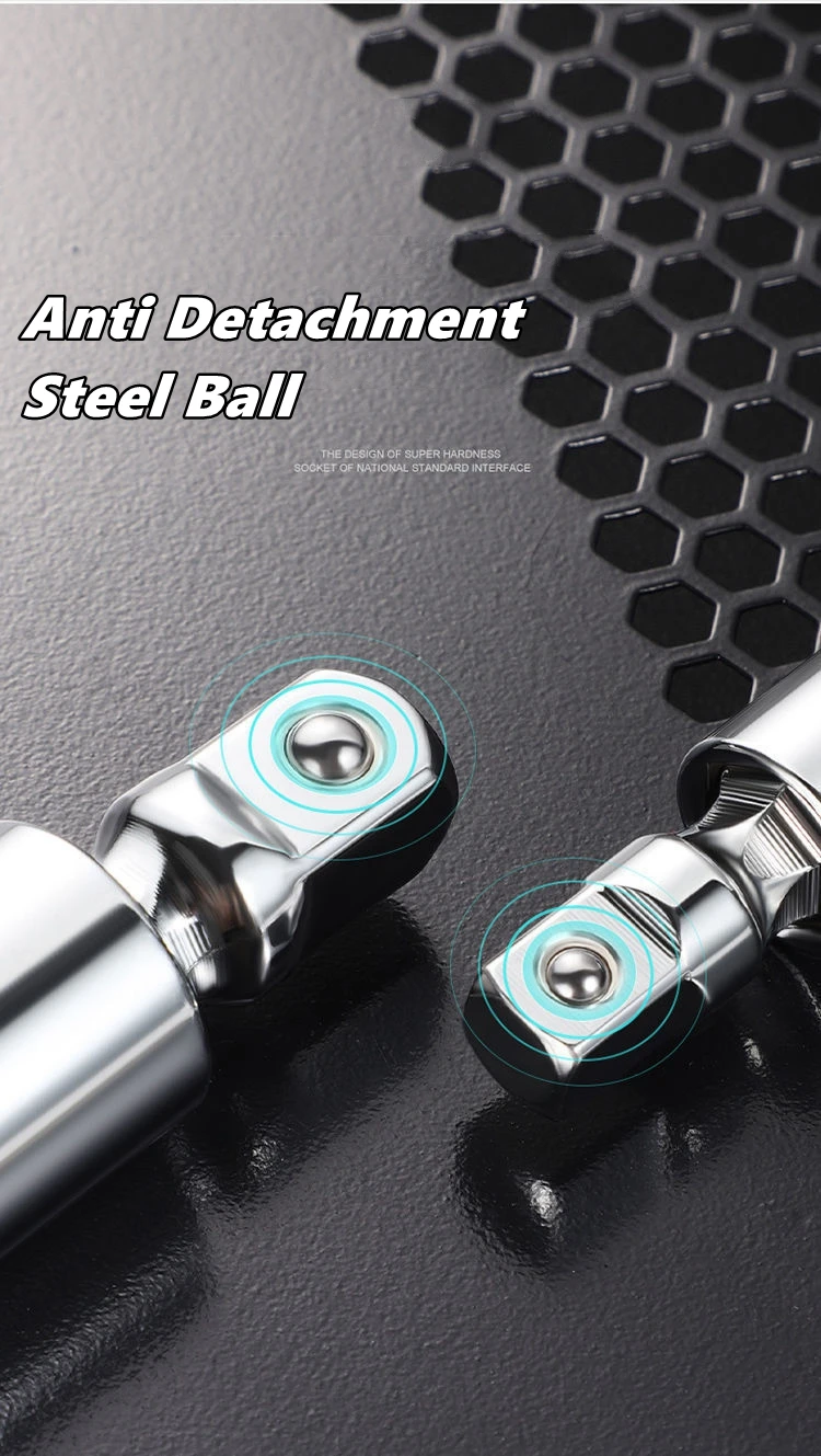 Universalgelenk-Steckschlüsselsatz, 1/4 Zoll 3/8 Zoll 1/2 Zoll Antrieb, drehbarer Steckschlüssel-Adaptersatz, Premium-Universalgelenk-Steckschlüsselsatz aus Chrom-Vanadium-Stahl – Detail 6