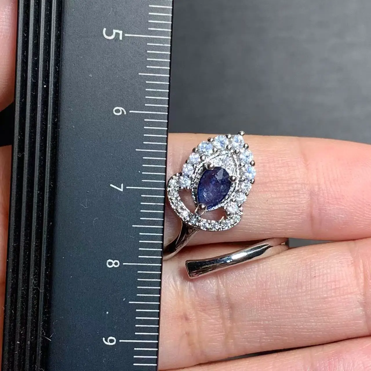 Natural Sapphire Ring Adjustable Female Ring Jewelry for Women Gift Wholesale High Quality Vintage Fine