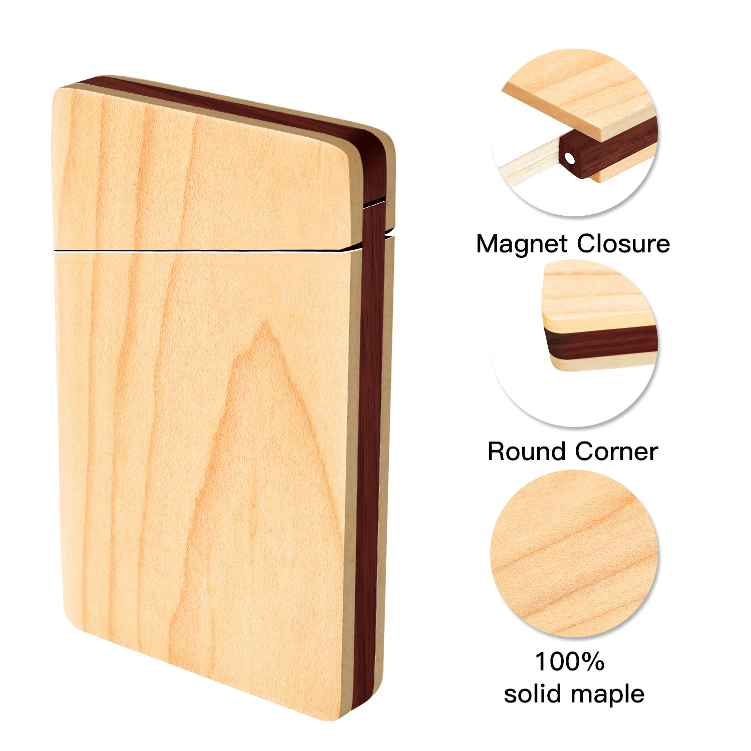 1pc Wooden Card Case Small Portable Wood Magnetic Closure Credit ID Card Storage Business Card Holder Handbag Purses Pocket 6
