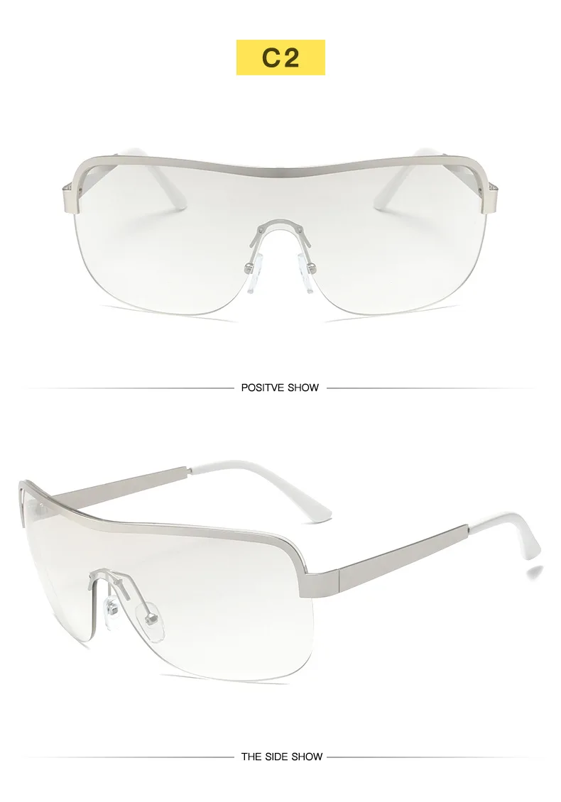 2023 neue Mode Halbe Rahmen Y2k Sonnenbrille Für Frauen Männer Marke Designer Outdoor Reise Übergroßen Einteilige Trendy Shades UV400 – Detail 9