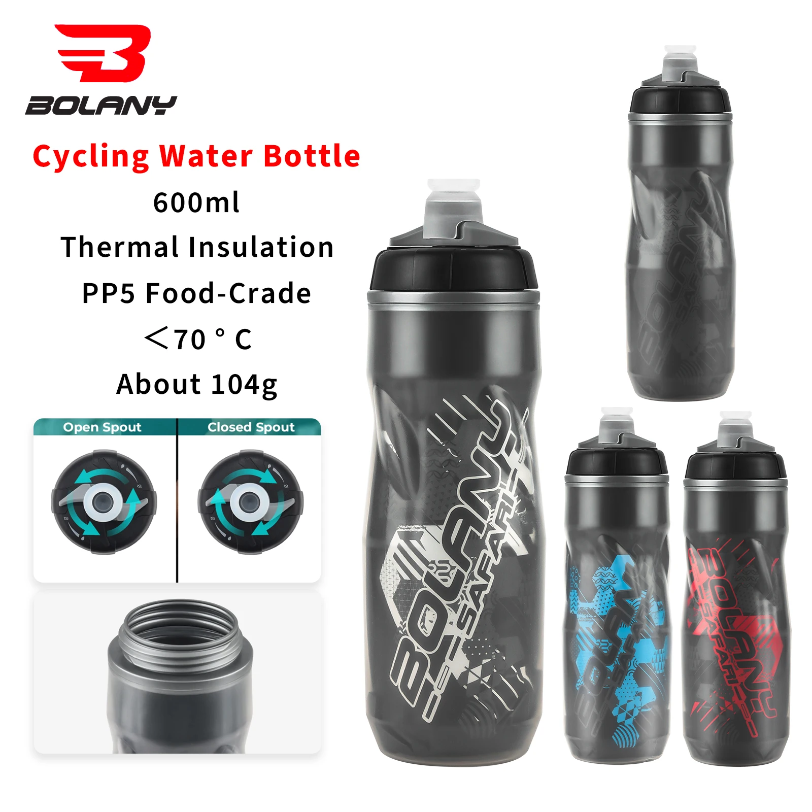 BOLANY Bicycle Water Bottle 600ml Squeeze Out Water PP5 Double Layer Heat And Ice-Protected GYM Fitness Outdoor Sports Cup water bottle bicycle water bottle sports bottle
