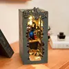 Robotime Rolife Book Nook DIY Dollhouse Furniture 4 Kinds Booknook Bookends Model Kit with LED Light for Bookshelf Insert Decor 4