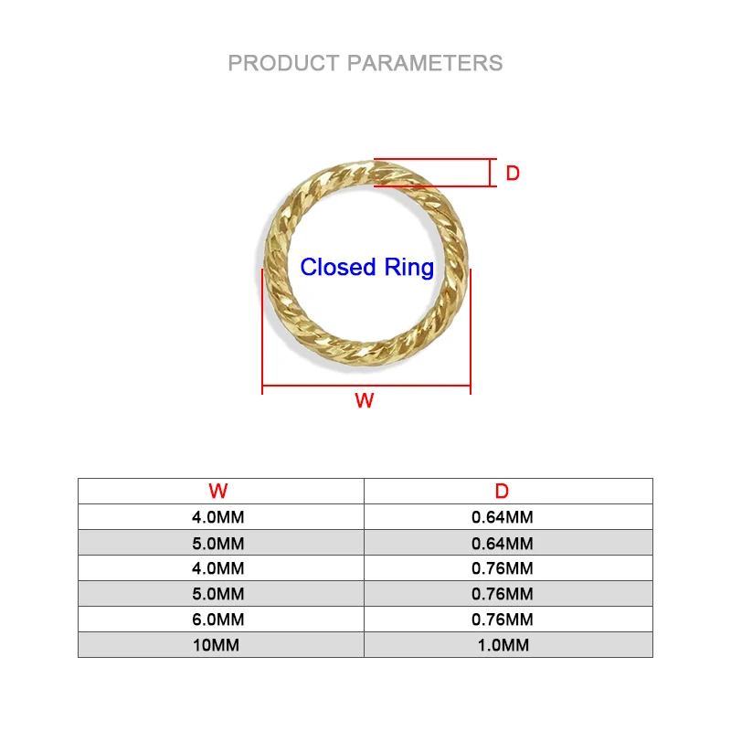 Real 14K Gold Filled Sparkle Closed Jump Ring 14K Gold Jump Rings Open For Making DIY Jewelry Tarnish Resistant Jewelry Findings