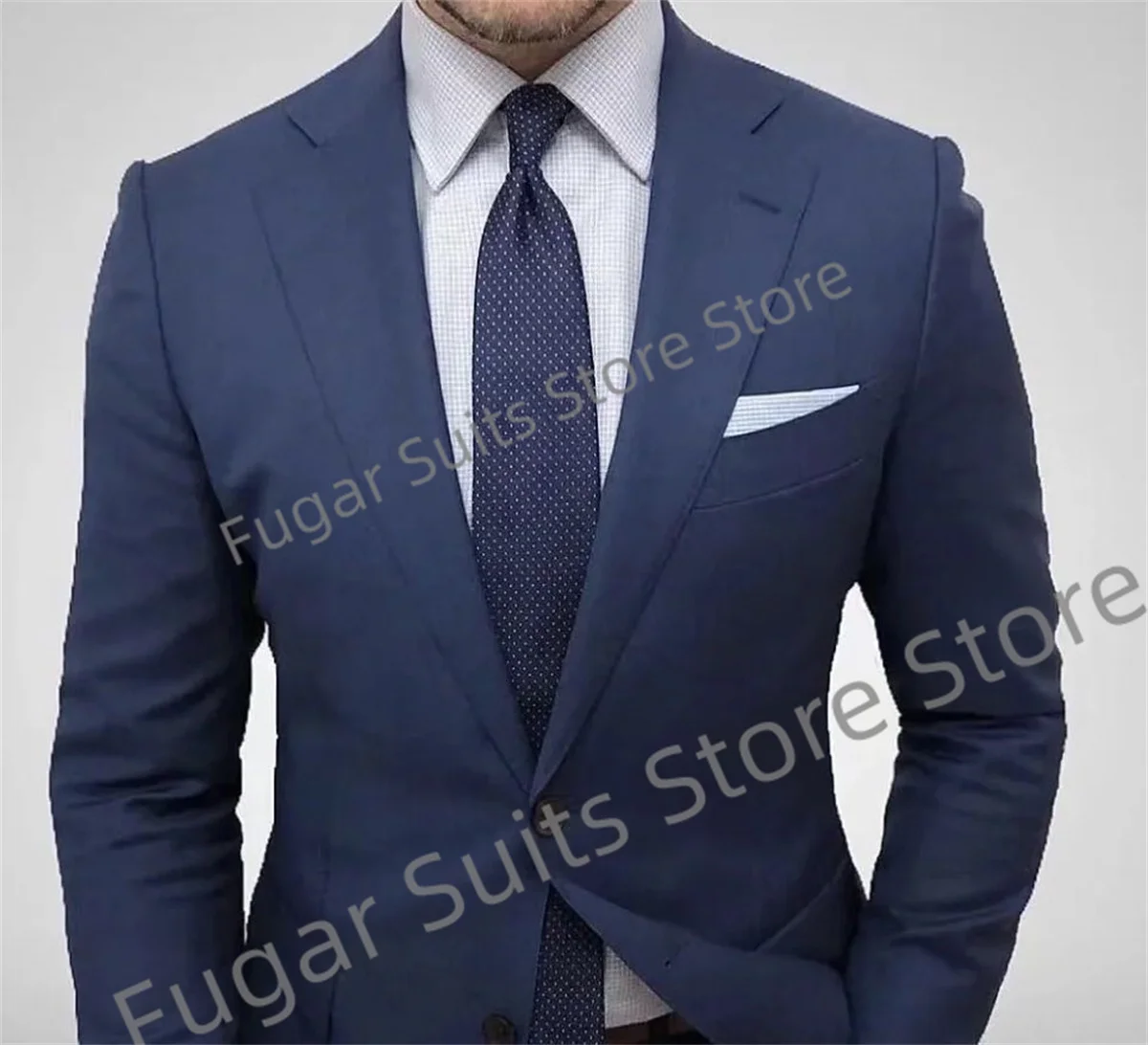 

Business Office Blue Wedding Men Suits Slim Fit Groom Tuxedos 2 Pieces Sets Ltalian Style Male Blazer Costume Homme