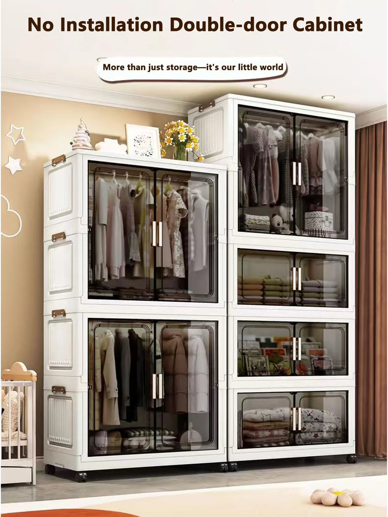 Storage Cabinet Folding Storage Box Home Living Room Toy Cabinet Storage Rack Snack Cabinet Installation Free Kitchen Storage Cabinet  Folding Storage Cabinet Organizer