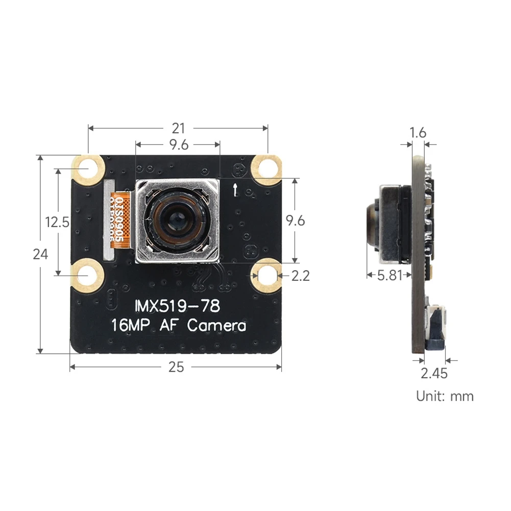 IMX519-78 AF 카메라 자동 초점 고해상도 산업용 등급 카메라, 라즈베리 파이 4B 3B + 3B 제로용, 16MP, 4656X3496