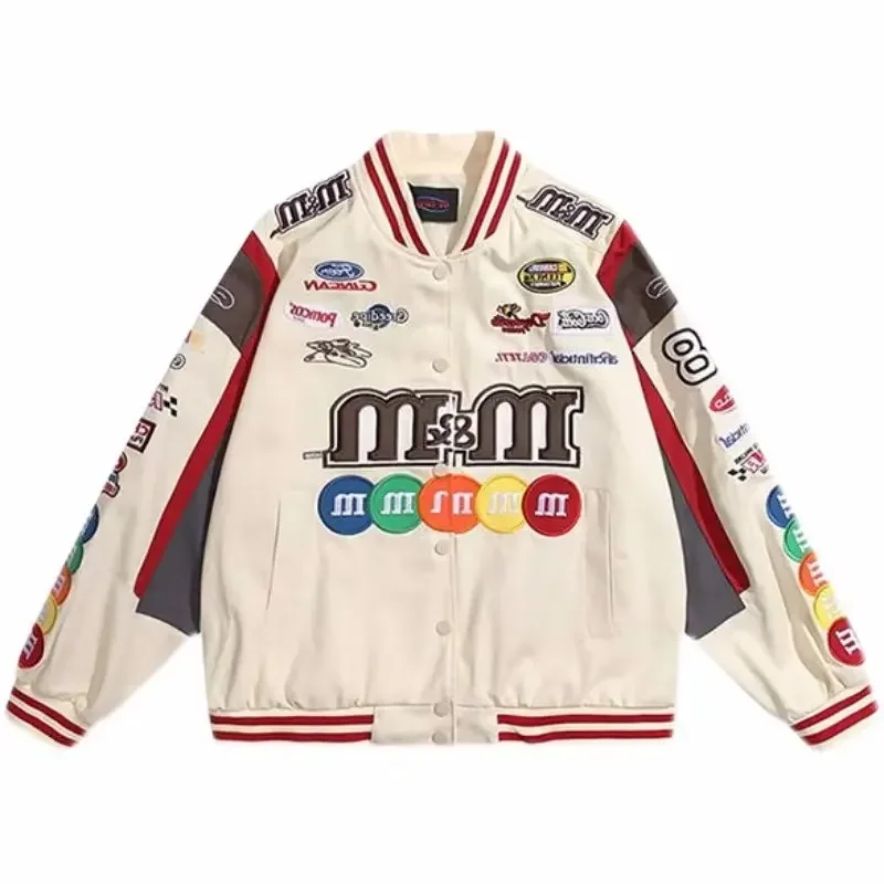 Description Picture 3 of itemMotorcycle Jacket Baseball Style Ins Trendy Brand European Goods Hot Sale Of The Season Couple New Embroidery Jacket Men's Women