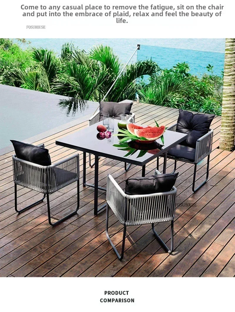 Outdoor PE Rattan Table and Chair Sets Image 2