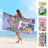 Labubu Laptop Beach Towels Shower Towel Sauna Travel Spa Microfiber Quick Dry Gym Accessories Cute Room Decor 1