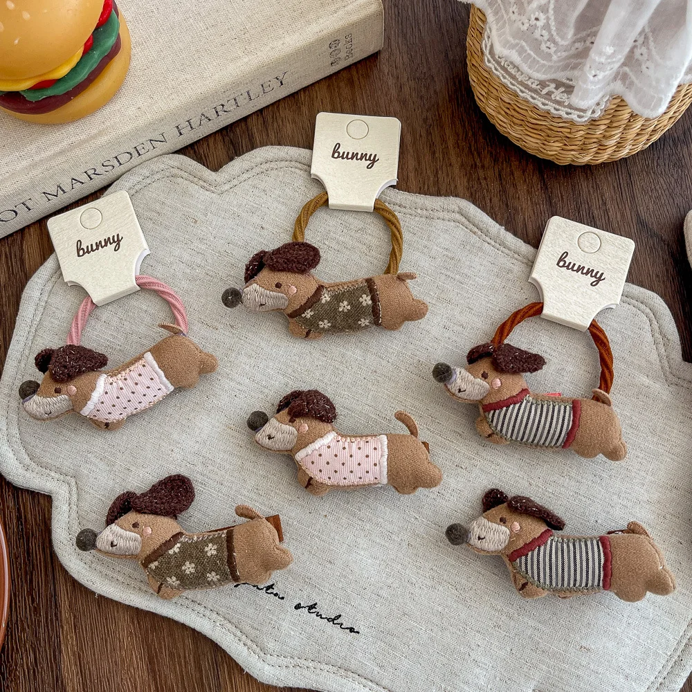 Cartoon Fabric Cute Dachshund Children's Hairpin High Elasticity Does Not Hurt Hair Rubber Band Hair Accessories New Hair Band