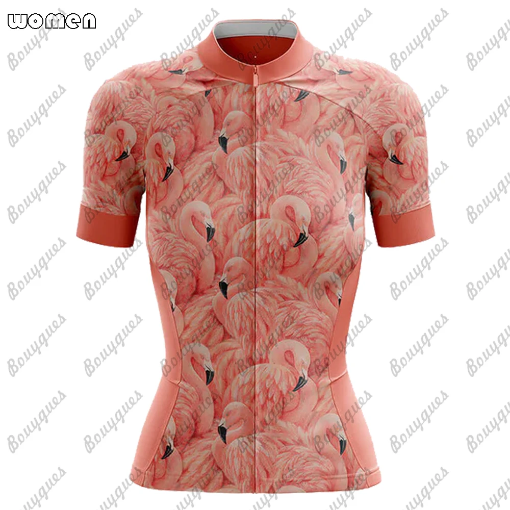Flamingo Summer Cycling Jersey Set Breathable Team Racing Sport Bicycle Jersey Women Cycling Clothing Short Bike