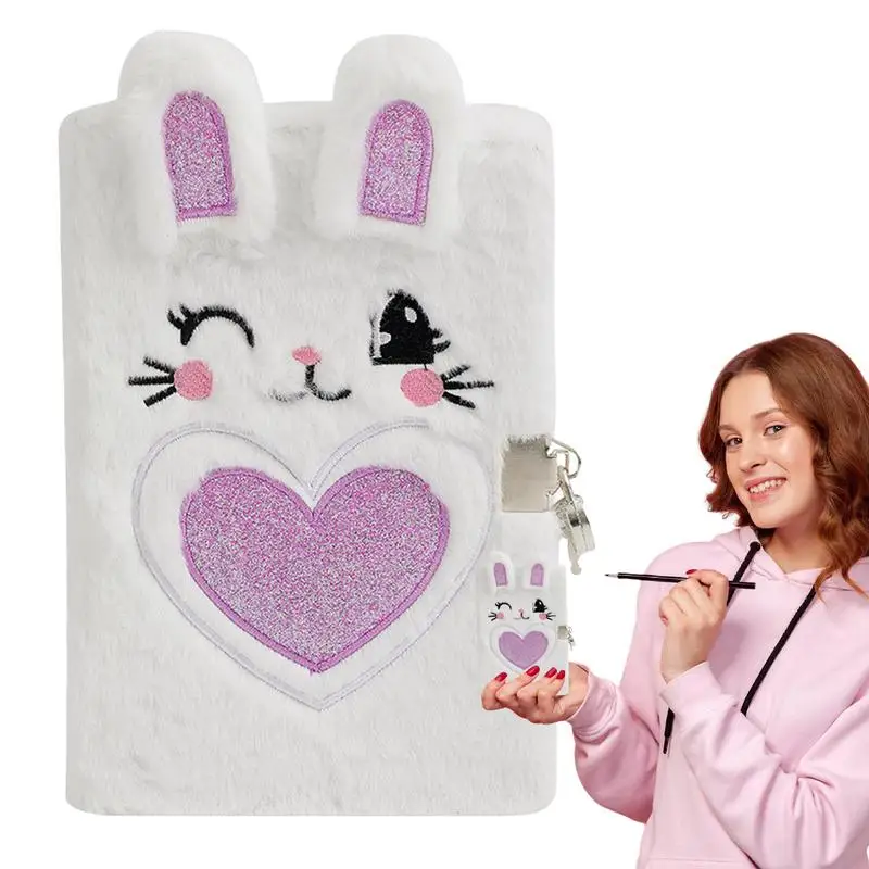 

Plush Secret Diary 80 Pages Lockable Rabbit Plush Diary For Girls Student Supplies Notebook With Lined Pages For Doodling