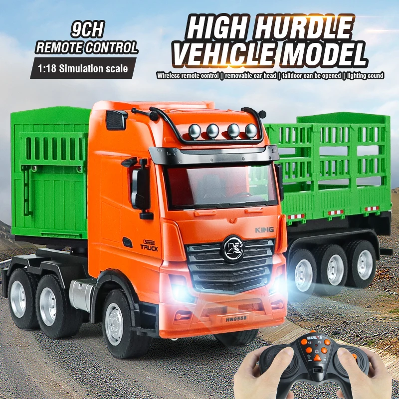 Huina 1:18 RC Truck 9CH Semi-Alloy Remote Control Wood Transporter Timber Container Engineering Construction Vehicle Kid Gift 5