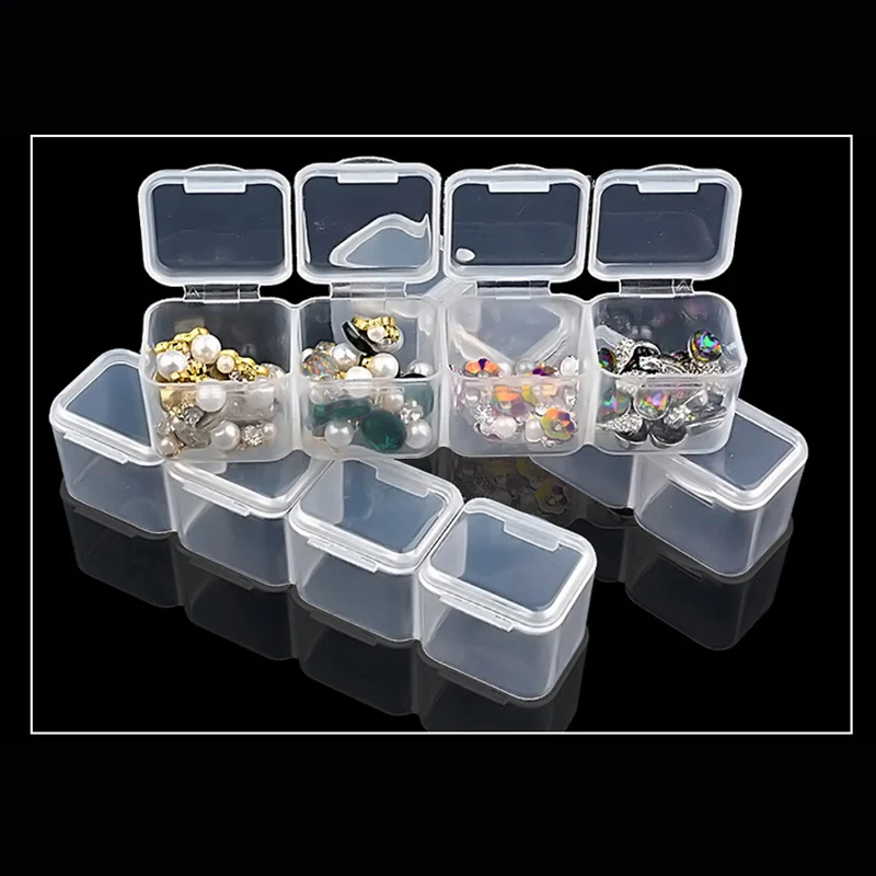 Clear Plastic 28 Slots Empty Storage Box Nail Art Rhinestone Tools Jewelry  Box