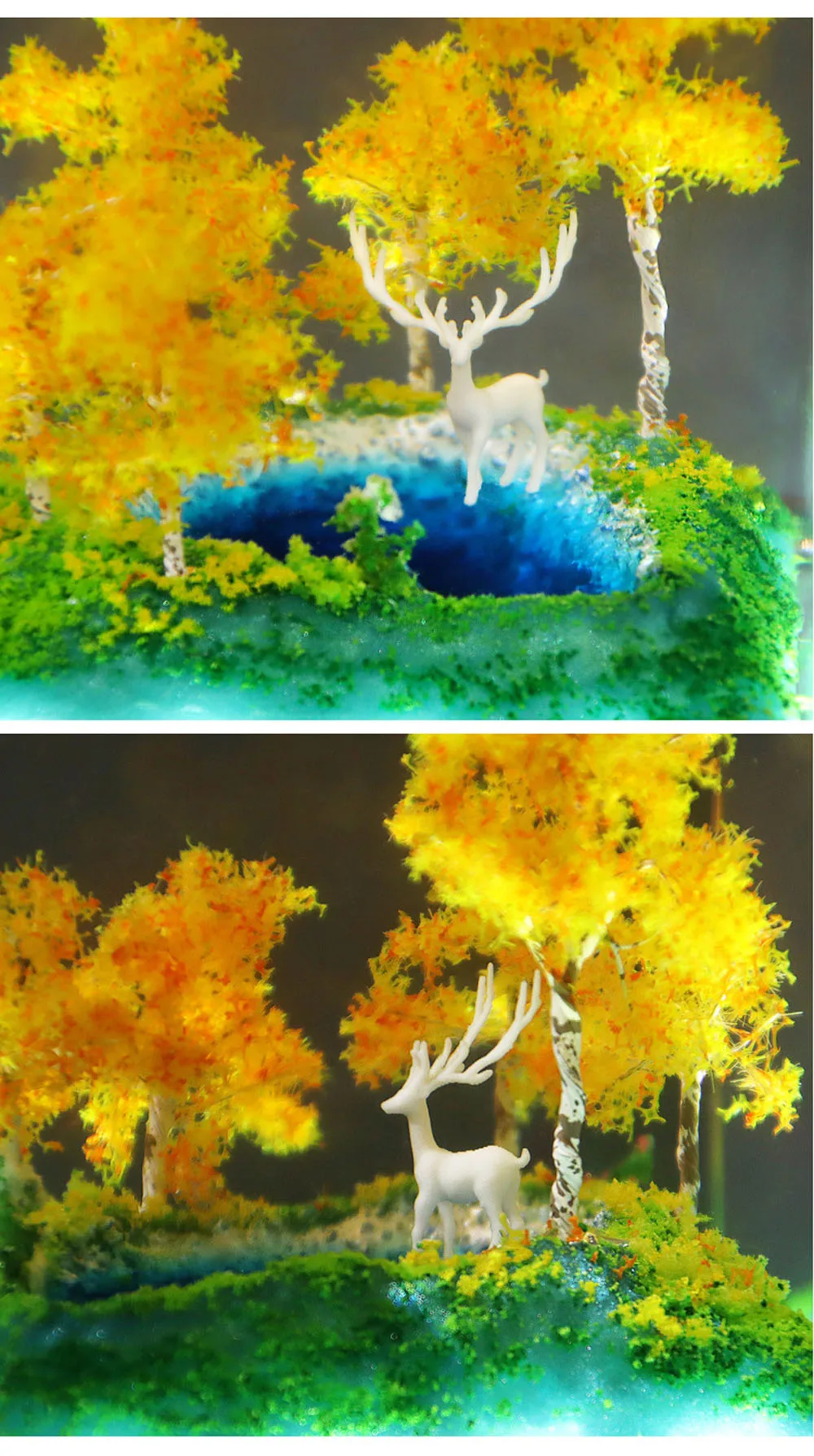 Description Picture 5 of item8cm Autumn Forest Cube Organism Resin Table Light Creactive Art Decoration Lamp Miniature Landscape Night Light USB Charge