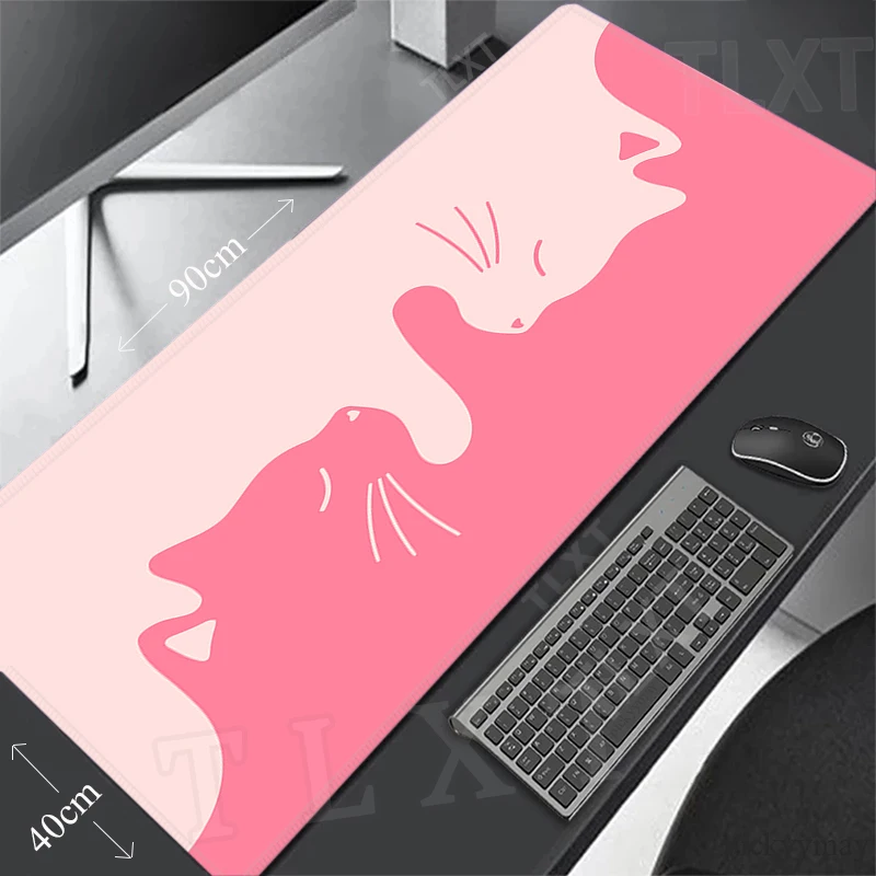 

Pink Large Mouse Mat Gaming Mousepad Cute Cat Big Gamer Mousepads 39.3x19.6in Rubber Keyboard Mats Desk Pad HD Mouse Pads Kawaii