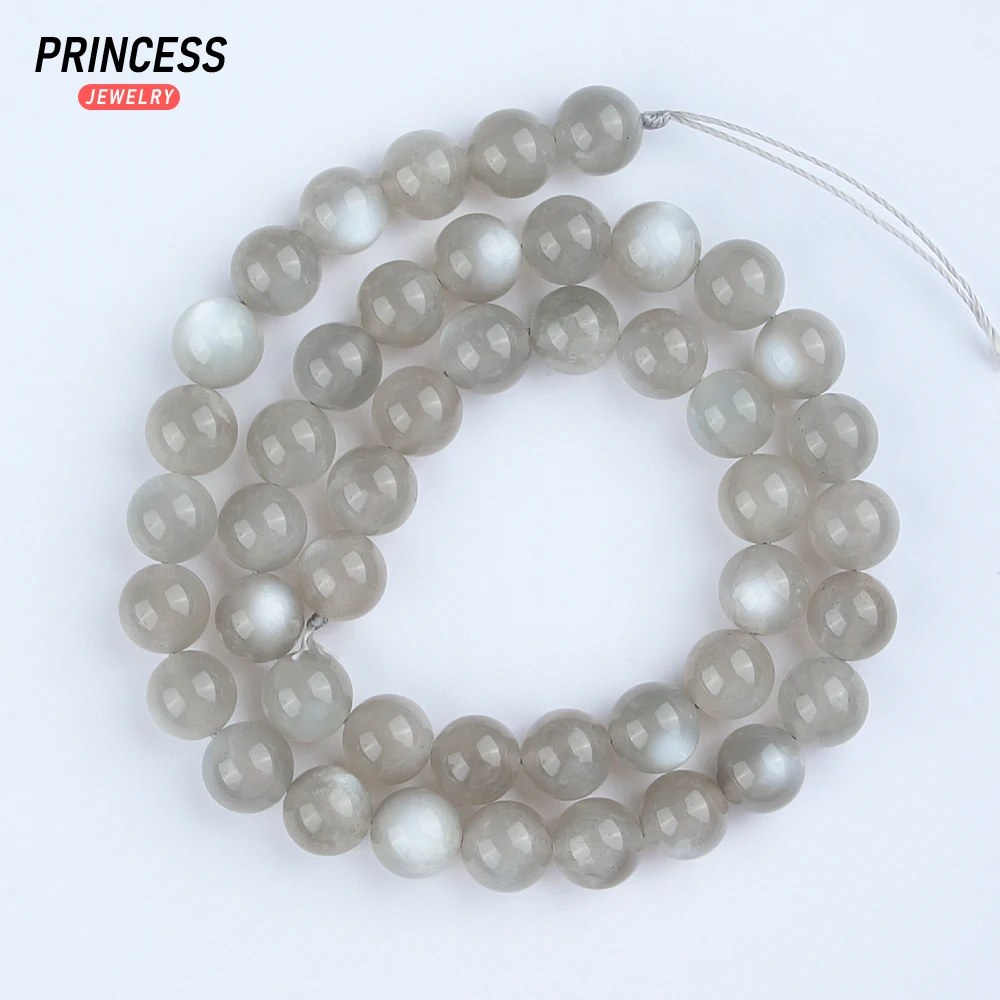 A+++ Natural Silver Grey Moonstone 6 8 10mm Loose Beads for Jewelry Making Bracelets Stone Beads DIY Accessories 4