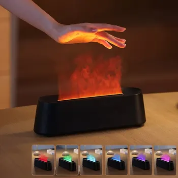 인기있는 다채로운 초음파 아로마 테라피 디퓨저, USB 리모컨 화산 불꽃 아로마 디퓨저 가습기, 신제품